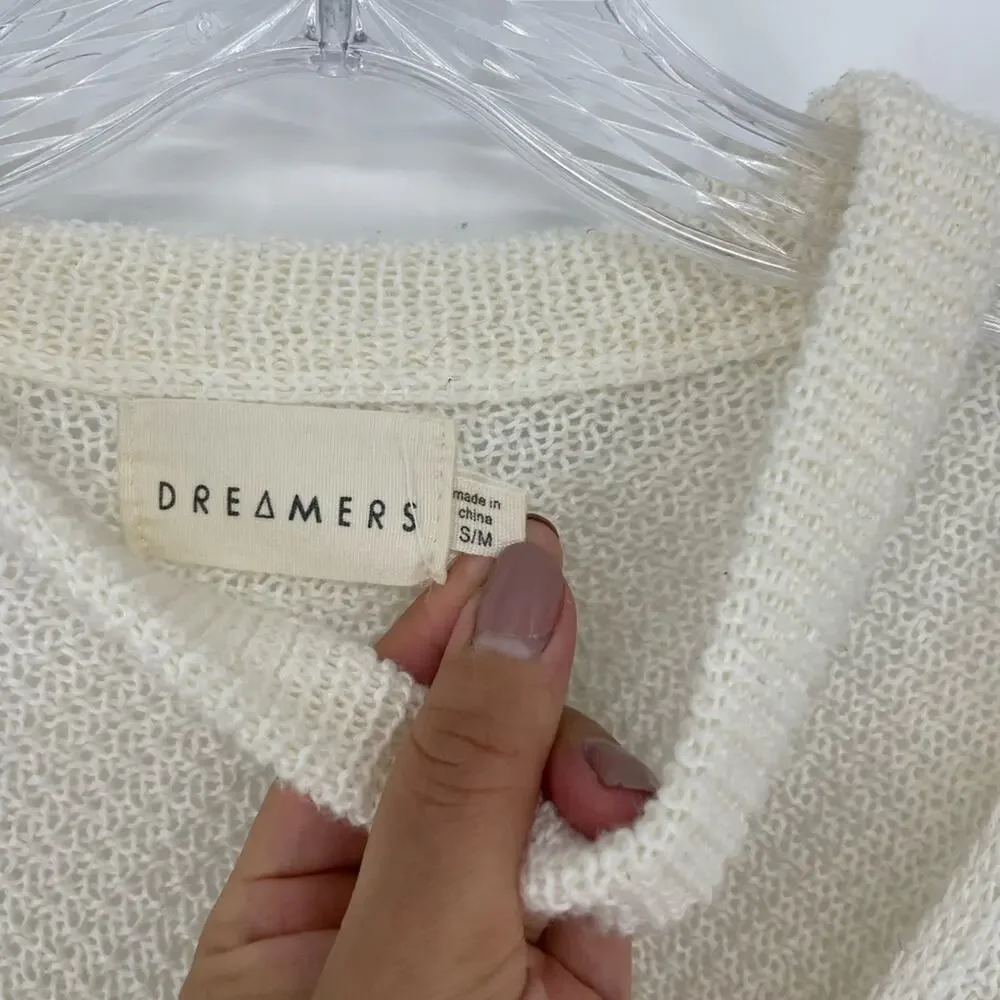 Dreamers V-Neck Knit Cream Sweater Size Small/Medium